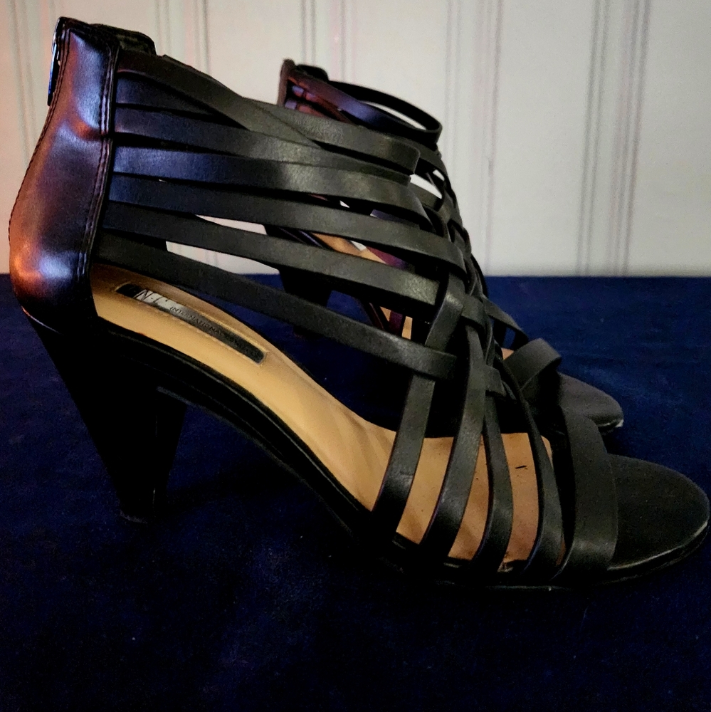SALE! Black Leather Strappy Heels